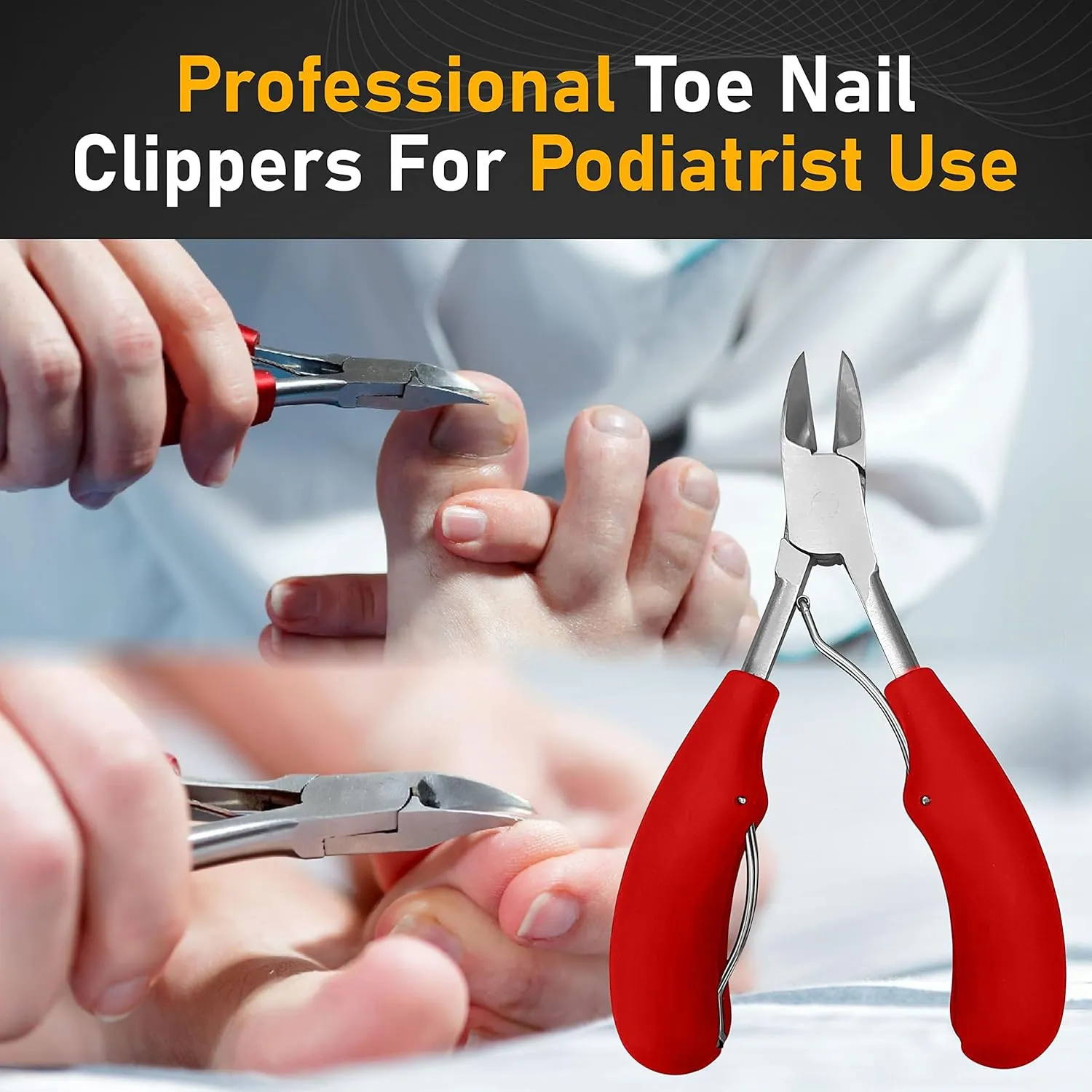 Toenail Clippers for Seniors Thick Toenails- Heavy Duty Podiatrist Ingrown Toe Nail Cutter for Men, Professional & Adults - Easy Grip Handle Stainless Steel (Large, 8, Count)