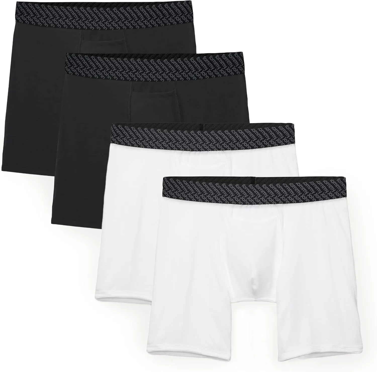 Tommy John Men’s Boxer Brief 8” Underwear - Cotton Basics Boxers with Supportive Contour Pouch