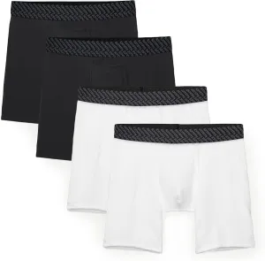 Tommy John Men’s Boxer Brief 8” Underwear - Cotton Basics Boxers with Supportive Contour Pouch