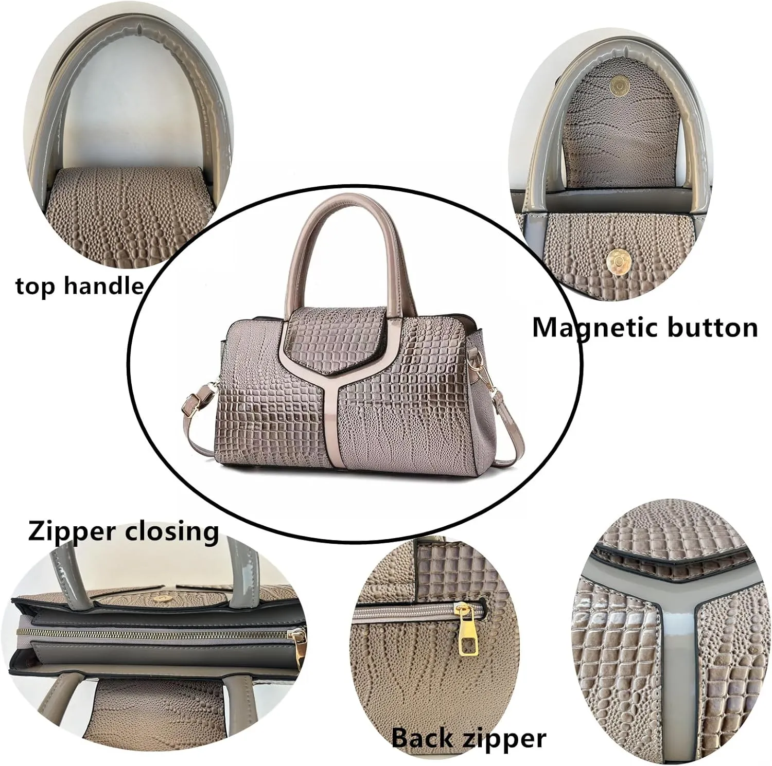 Top handle Satchel bags Shoulder Crossbody Purse Retro Crocodile Hobo Handbag Cluth Purse for Women