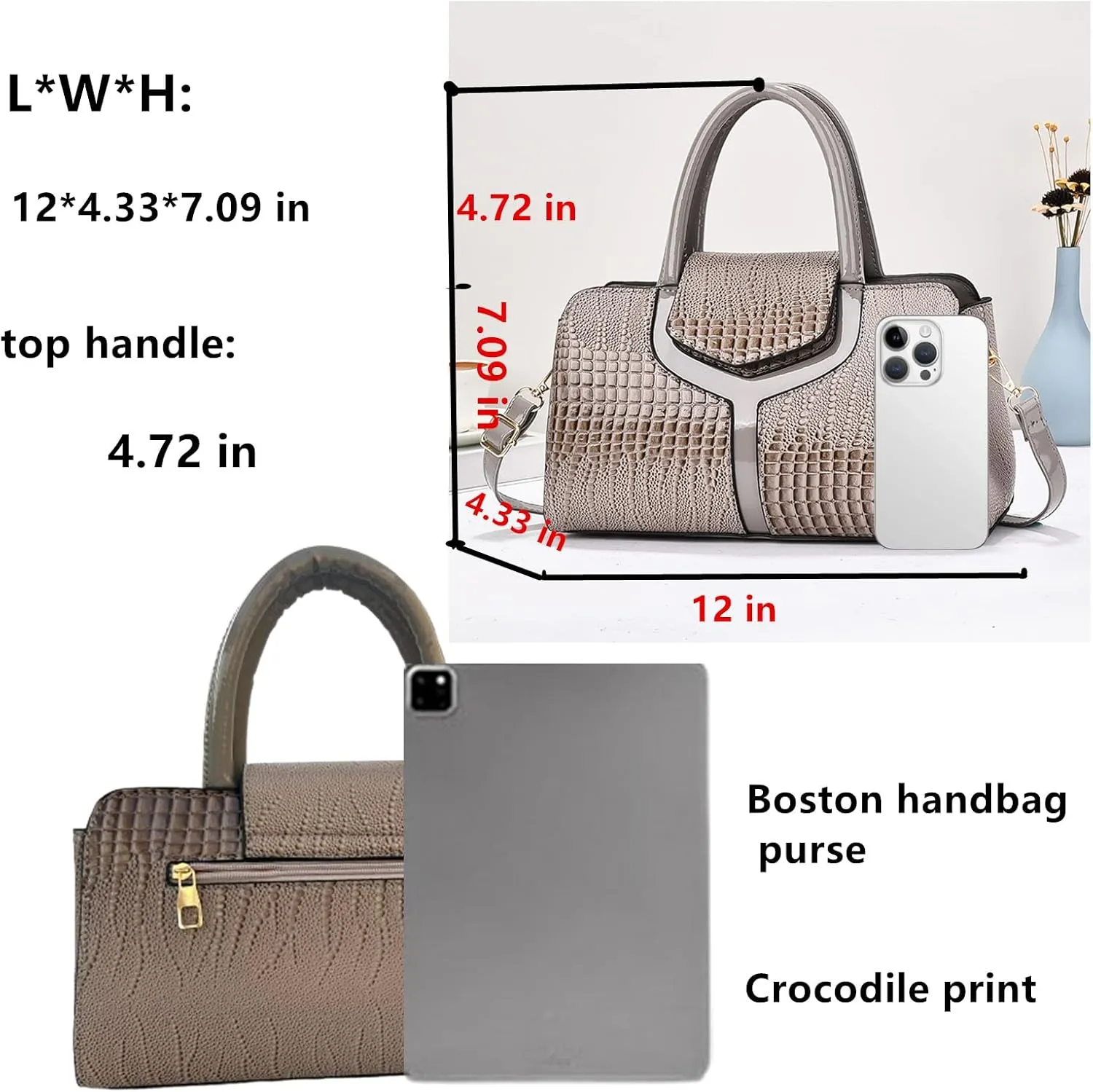 Top handle Satchel bags Shoulder Crossbody Purse Retro Crocodile Hobo Handbag Cluth Purse for Women