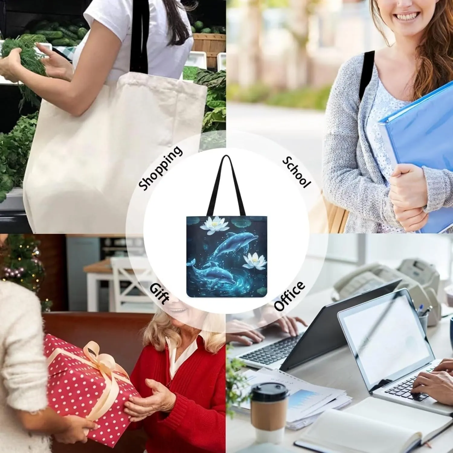 Tote Bag for Women Large Groceries Canvas Bags Patterned Canvas Tote Bag