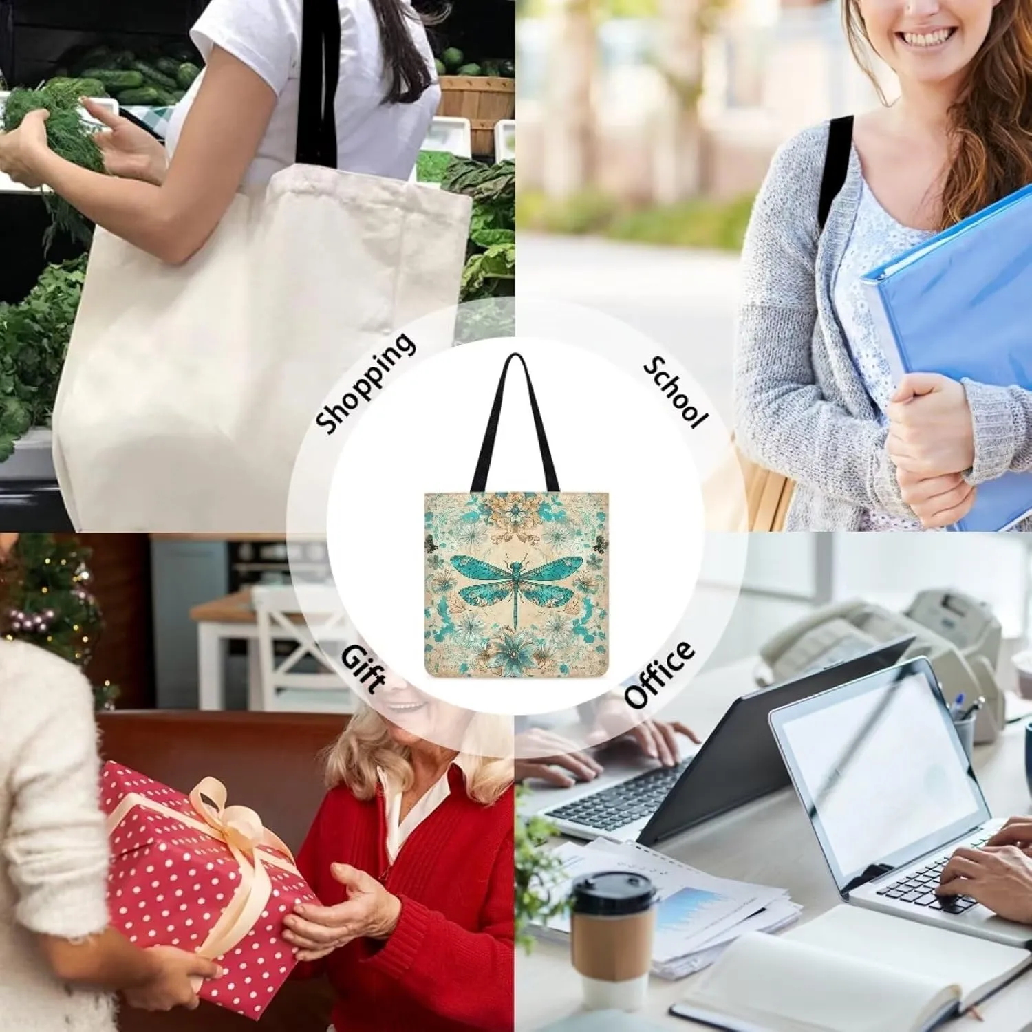 Tote Bag for Women Large Groceries Canvas Bags Patterned Canvas Tote Bag