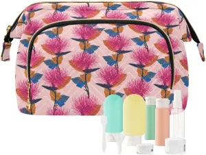 Travel Quilted Makeup Bag Toiletry Organizer Pouch Storage Make Up Bag Large Quilted Cosmetic Bag Wide Open T1