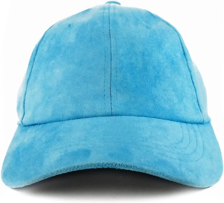Trendy Apparel Shop Plain Faux Suede Leather Adjustable Structured Baseball Cap