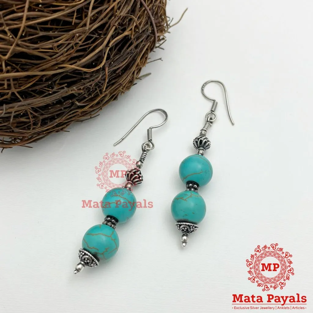 Turquoise Beaded Oxidised Hanging