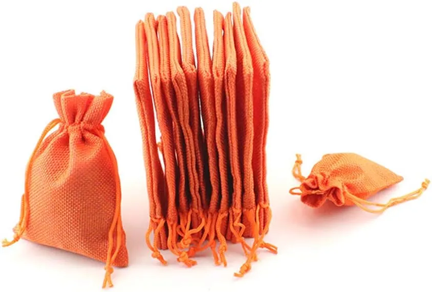 Tvoip 30Pack Burlap Bags with Drawstring Gift Bags Jewelry Pouch for Wedding Party and DIY Craft (Orange, 4 x 5.5 Inch)