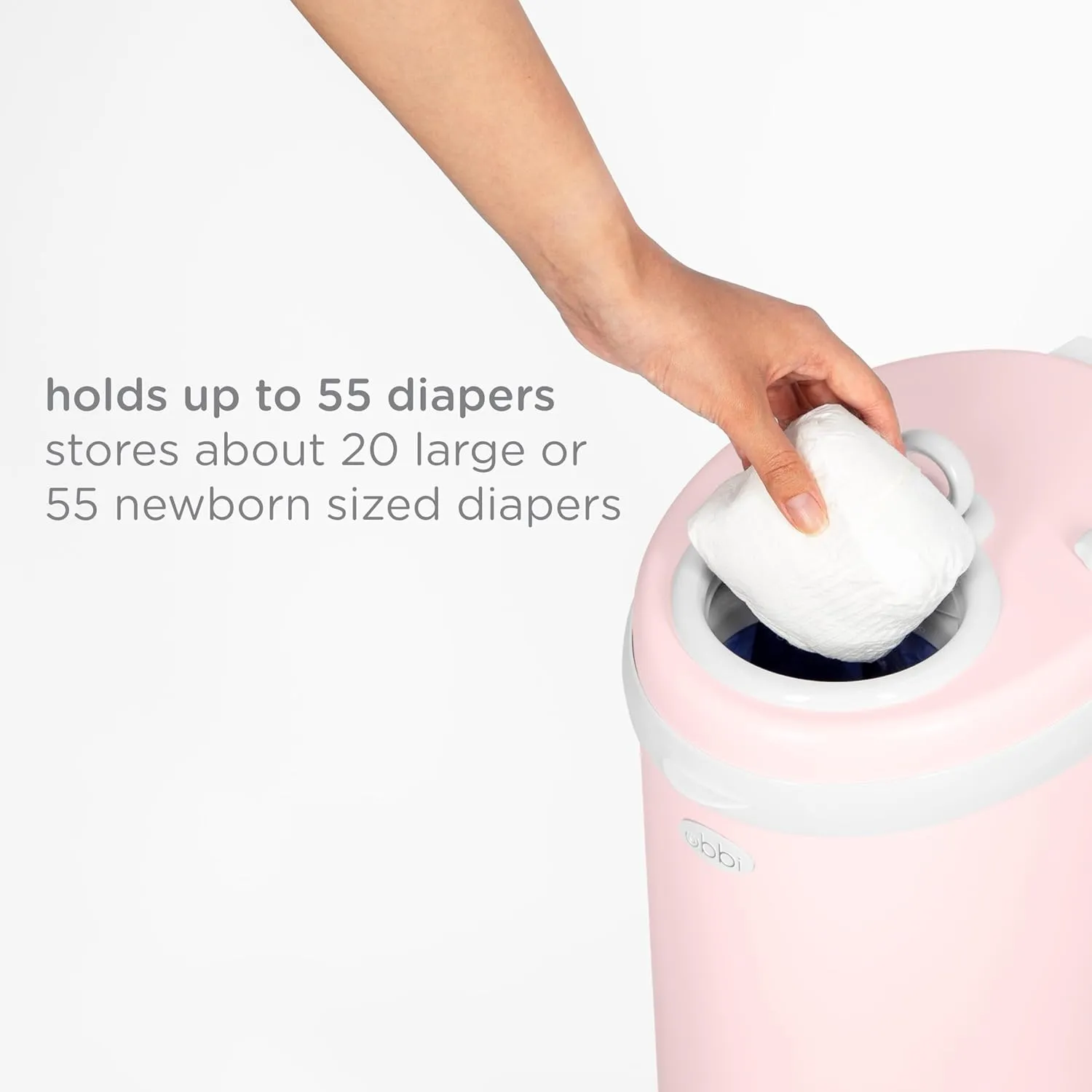 Ubbi Steel Diaper Pail, Odor Locking, No Special Bag Required, Award-Winning, Registry Must-Have, Blush Pink