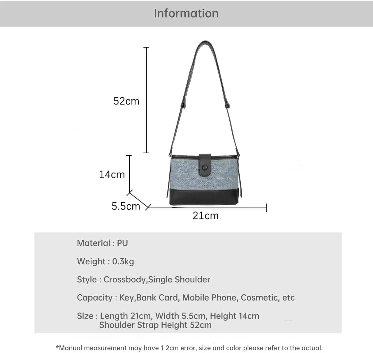 Underarm Color Contrast Small Square Bag Simple Purse Casual Shoulder Bag Faux Leather Crossbody Handbag