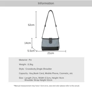 Underarm Color Contrast Small Square Bag Simple Purse Casual Shoulder Bag Faux Leather Crossbody Handbag