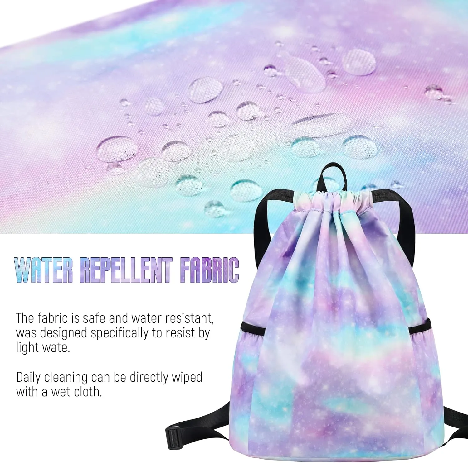 Unicorn Drawstring Back Kids Drawstring Bags Rainbow Gym String Backpack Bulk for Girls Boys Dance Waterproof Nylon Sports Rainbow Unicorn One Size Pink