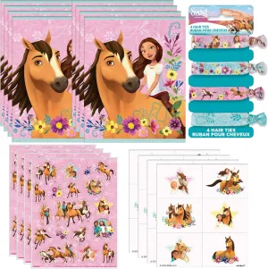 Unique Spirit: Riding Free Party Favor Bundle | Tattoo & Sticker Sheet, Hair Ties, Loot Bags | Kid's Birthday Party, Animated Movie Themed Event, Halloween, Officially Licensed by Unique