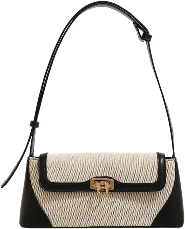 Unique Two-Tone Shoulder Bag – Vintage-Inspired Crossbody Purse Women, Retro Chic Office Commute Bag