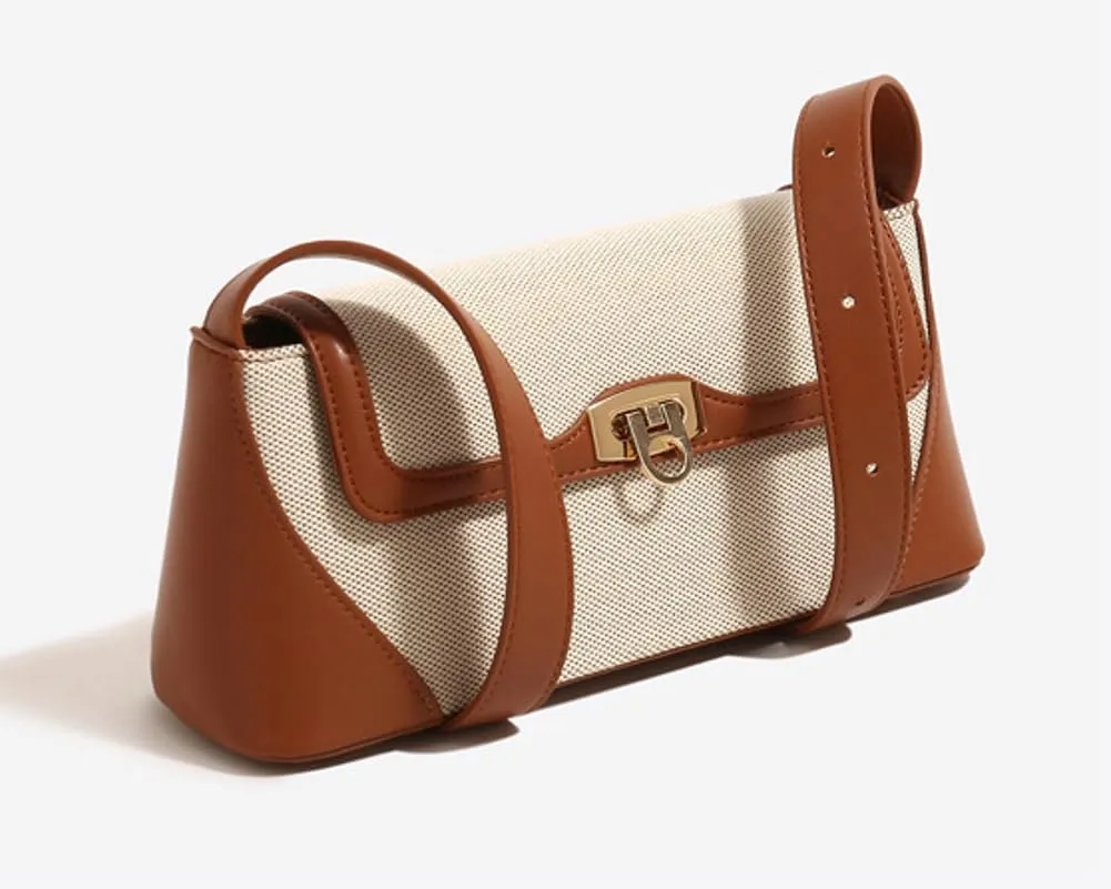 Unique Two-Tone Shoulder Bag – Vintage-Inspired Crossbody Purse Women, Retro Chic Office Commute Bag