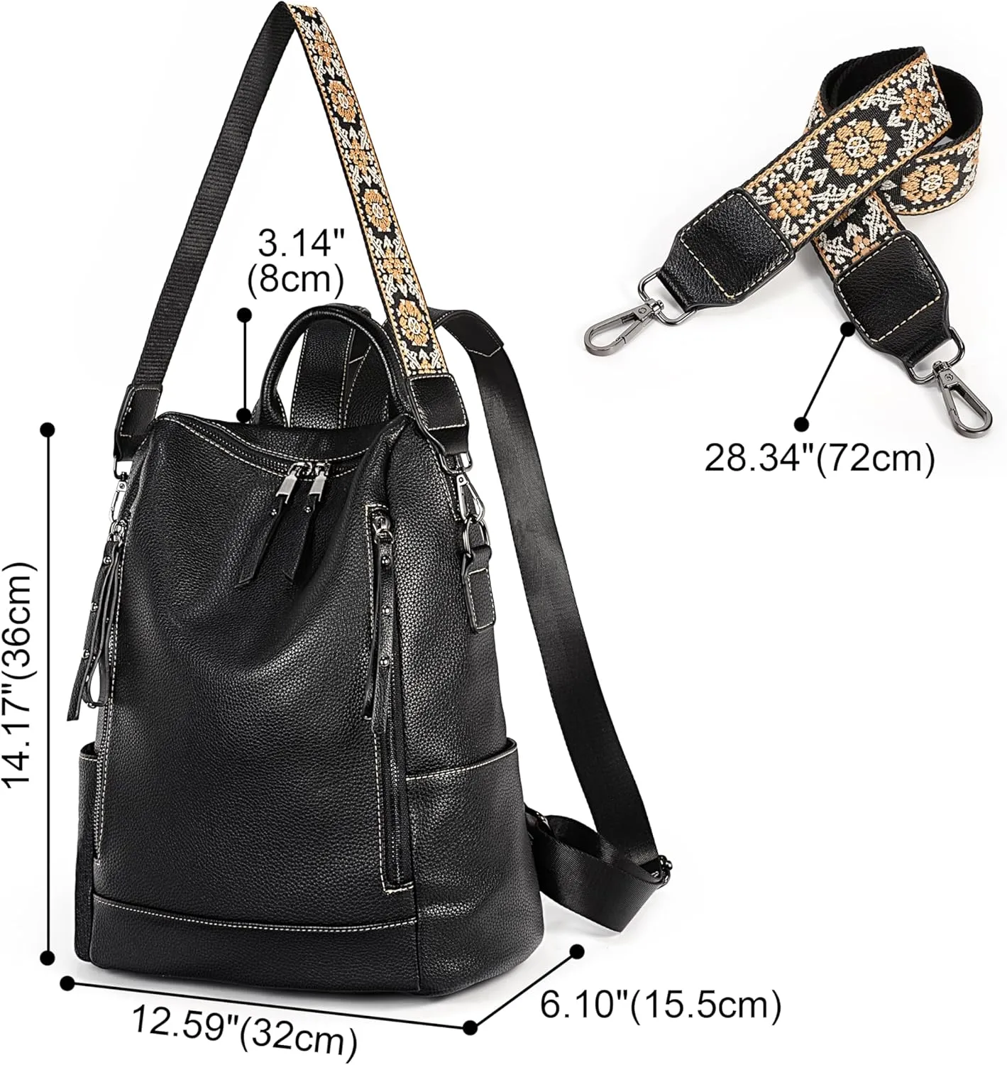 Uromee PU Leather Backpack Purse for Women Fashion Multipurpose Design Handbag Ladies Shoulder Bags Travel Backpack