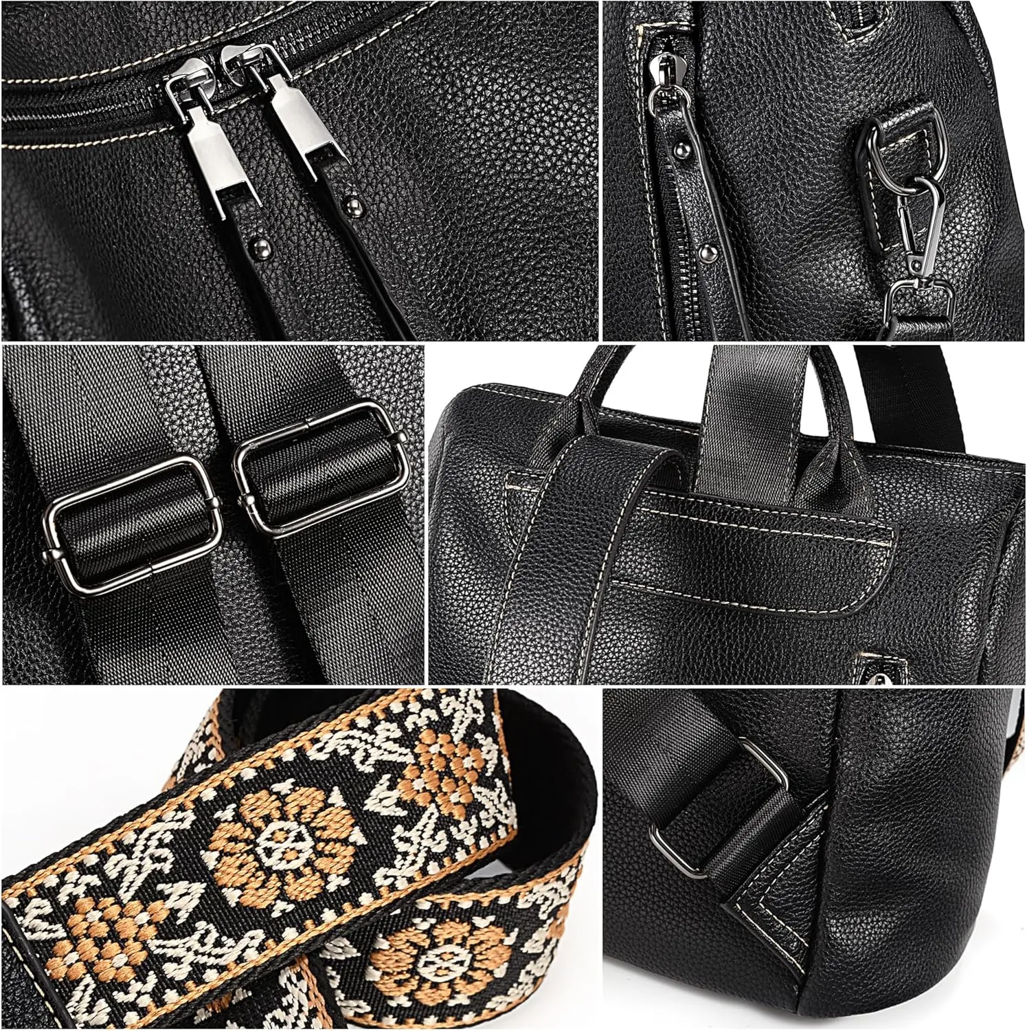 Uromee PU Leather Backpack Purse for Women Fashion Multipurpose Design Handbag Ladies Shoulder Bags Travel Backpack