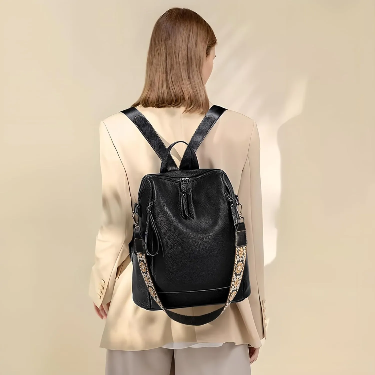 Uromee PU Leather Backpack Purse for Women Fashion Multipurpose Design Handbag Ladies Shoulder Bags Travel Backpack
