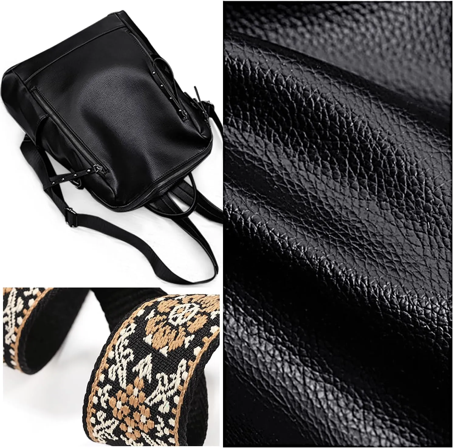 Uromee PU Leather Backpack Purse for Women Fashion Multipurpose Design Handbag Ladies Shoulder Bags Travel Backpack