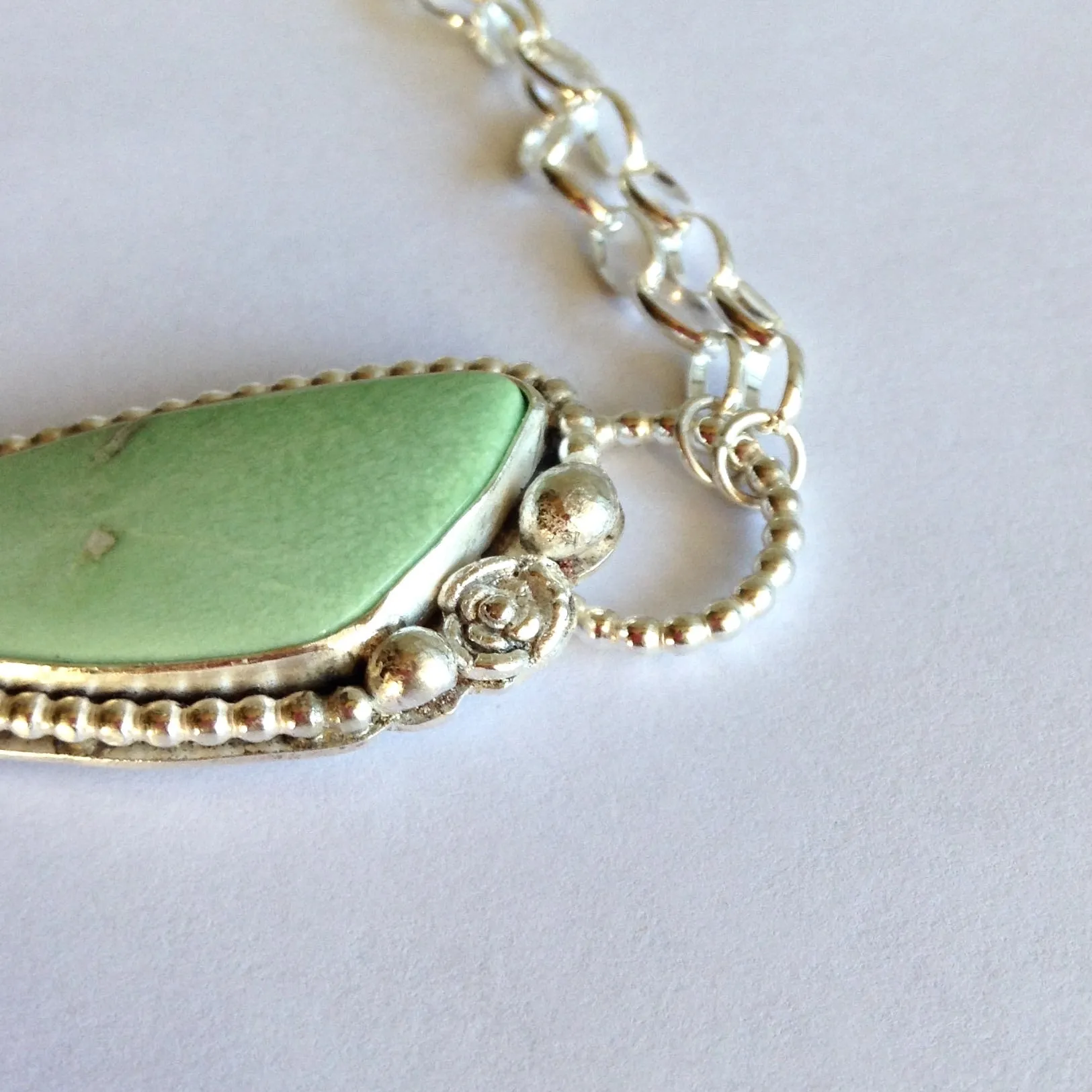 Variscite Necklace with Flowers