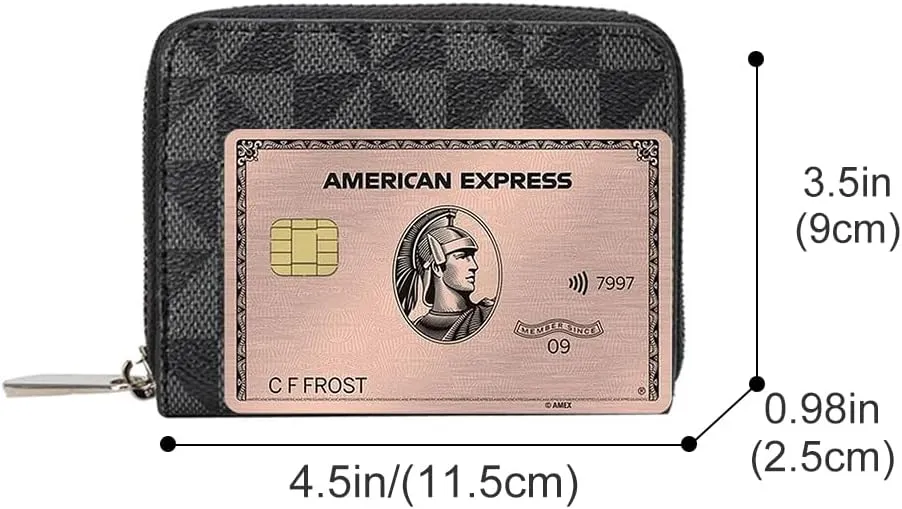 Veki Women's Credit Card Holder, RFID Leather Zipper Wallet, Small Zipper Card Case for Men and Women (Black)