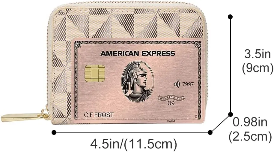 Veki Women's Credit Card Holder, RFID Leather Zipper Wallet, Small Zipper Card Case for Men and Women (White)