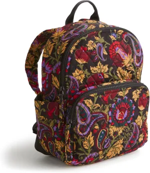 Vera Bradley Premium Cotton Small Banbury Backpack, Midnight Garden Paisley