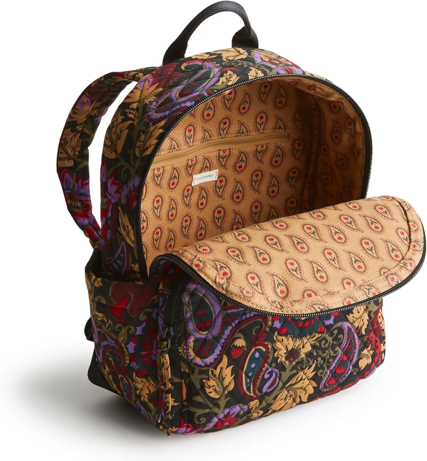Vera Bradley Premium Cotton Small Banbury Backpack, Midnight Garden Paisley