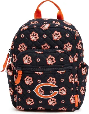 Vera Bradley Women's Cotton NFL Small Backpack (Multiple Teams Available), Chicagobearsonnavy/Orangebandana