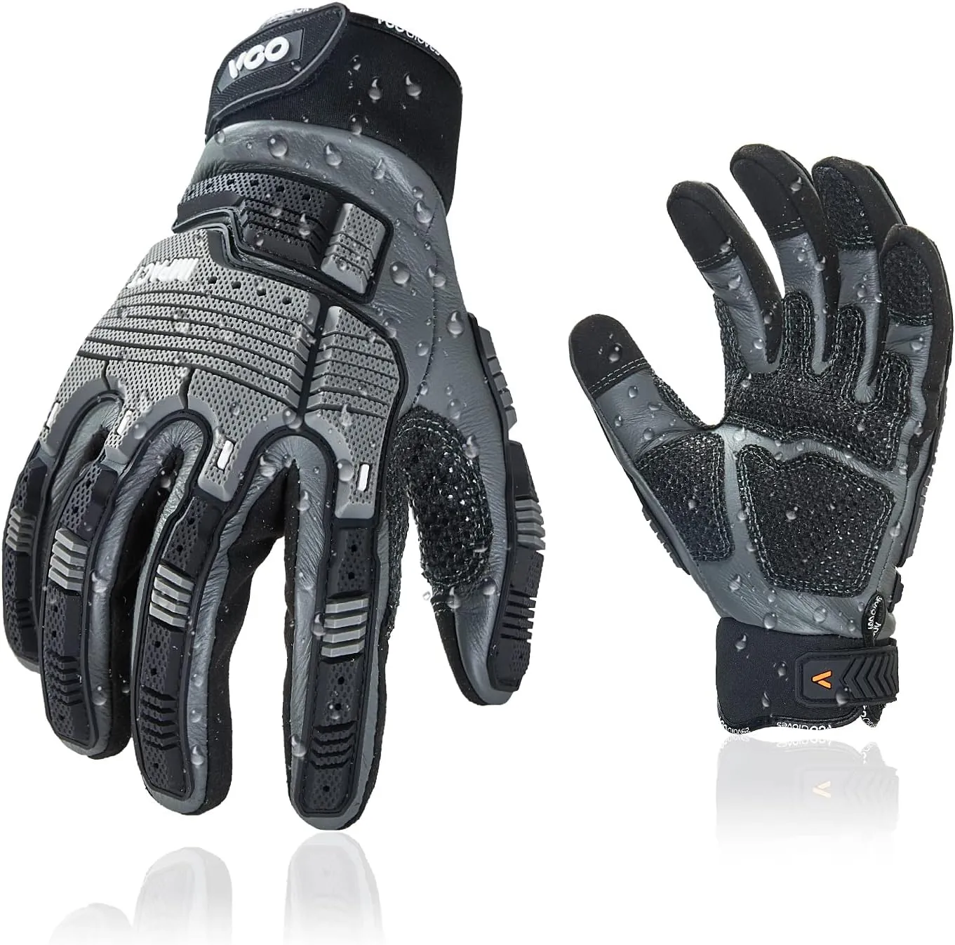 Vgo...…1Pair Leather Heavy Duty Work Gloves,Mechanics Gloves,Water Resistant,Impact Resistant,Anti-Vibration(CA7722WR)