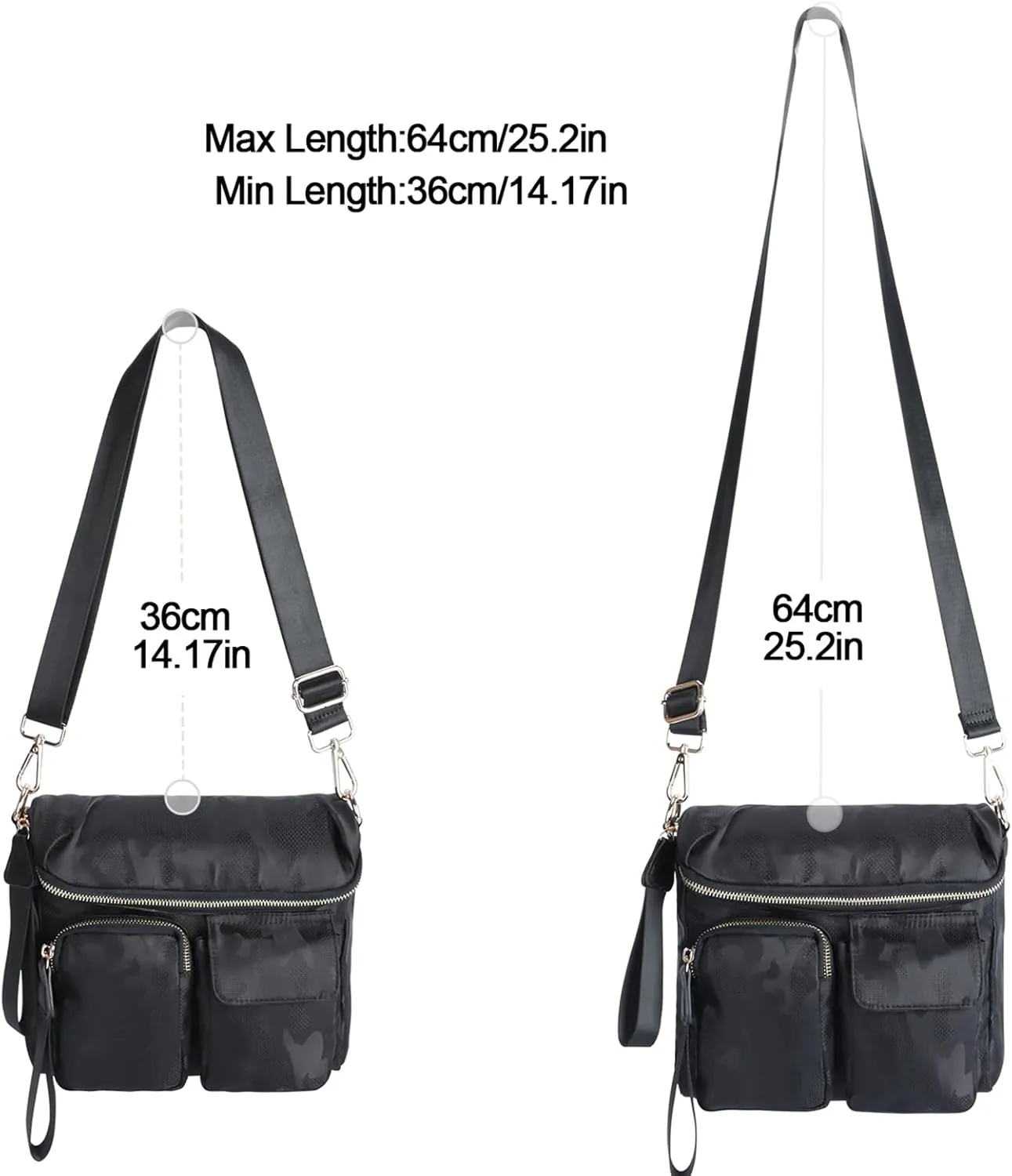 VGOAL Nylon Fabric Crossbody Bag Casual Fashion Multi-Pocket in Square Bag Female More Pockets Clamshell Shoulder Bag
