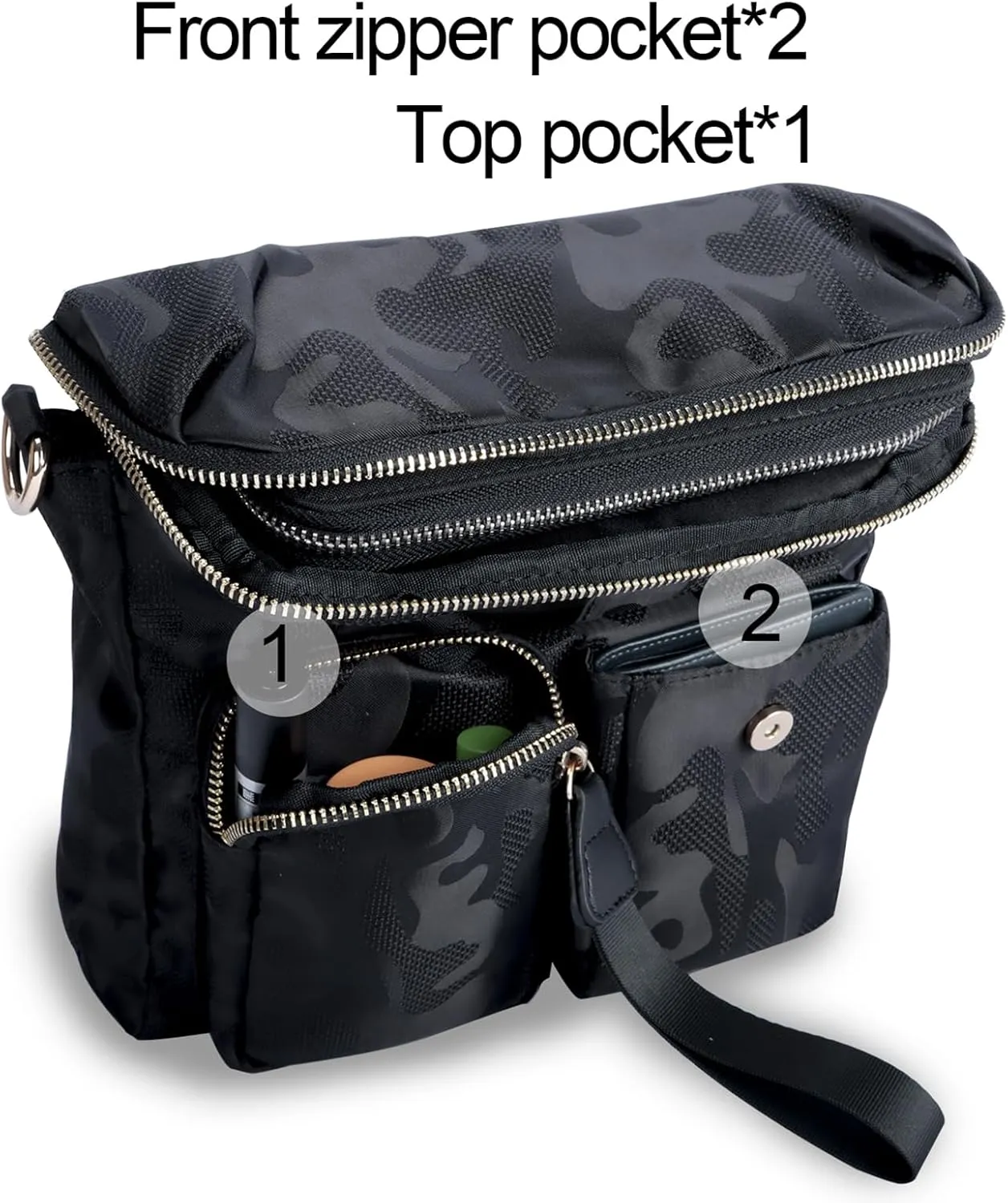 VGOAL Nylon Fabric Crossbody Bag Casual Fashion Multi-Pocket in Square Bag Female More Pockets Clamshell Shoulder Bag