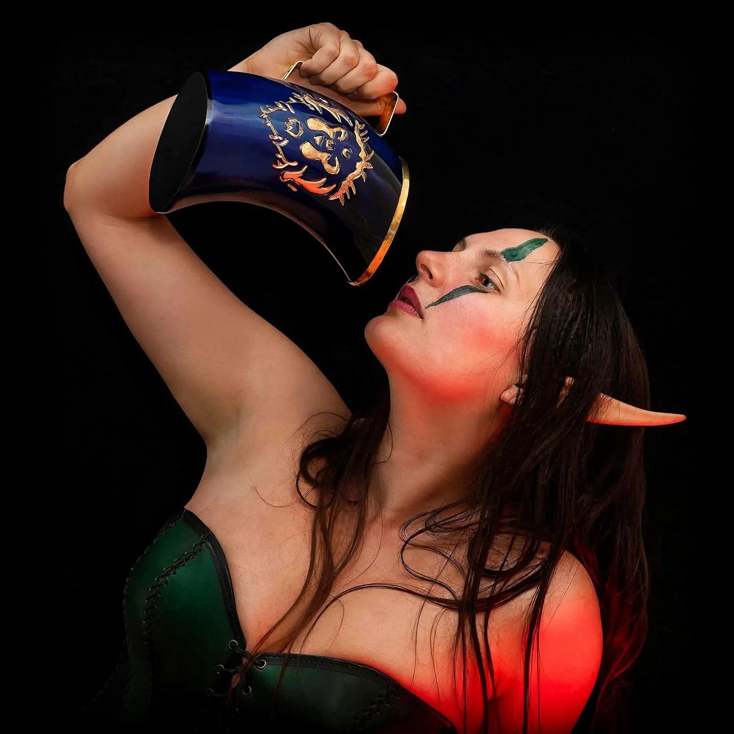 Viking Drinking Horn Mug 100% Authentic Beer Horn Tankard 800 ML Medieval Inspired Norse Tankard Vessel With Free Leather Straps, Blue