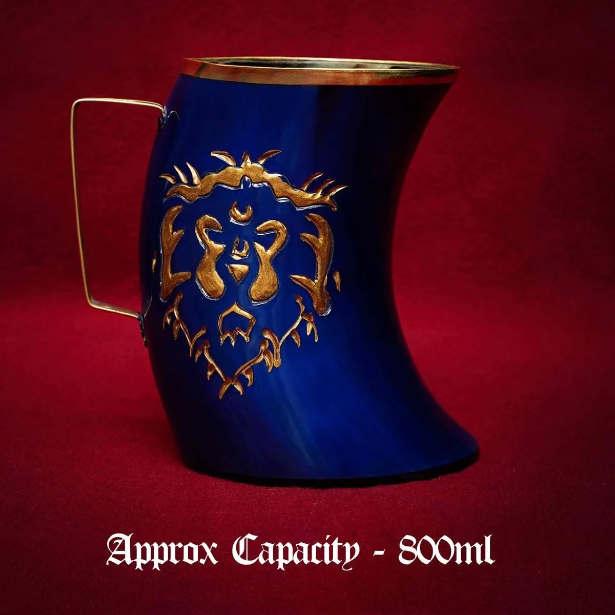 Viking Drinking Horn Mug 100% Authentic Beer Horn Tankard 800 ML Medieval Inspired Norse Tankard Vessel With Free Leather Straps, Blue
