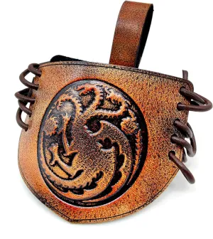 Viking Leather Belt Attachment Genuine Leather Hanger/Holster/Holder for 12"- 16'' Viking Drinking Horn Handcrafted Accessory securely attaching it to your belt, bag,or backpack engraved with Dragon