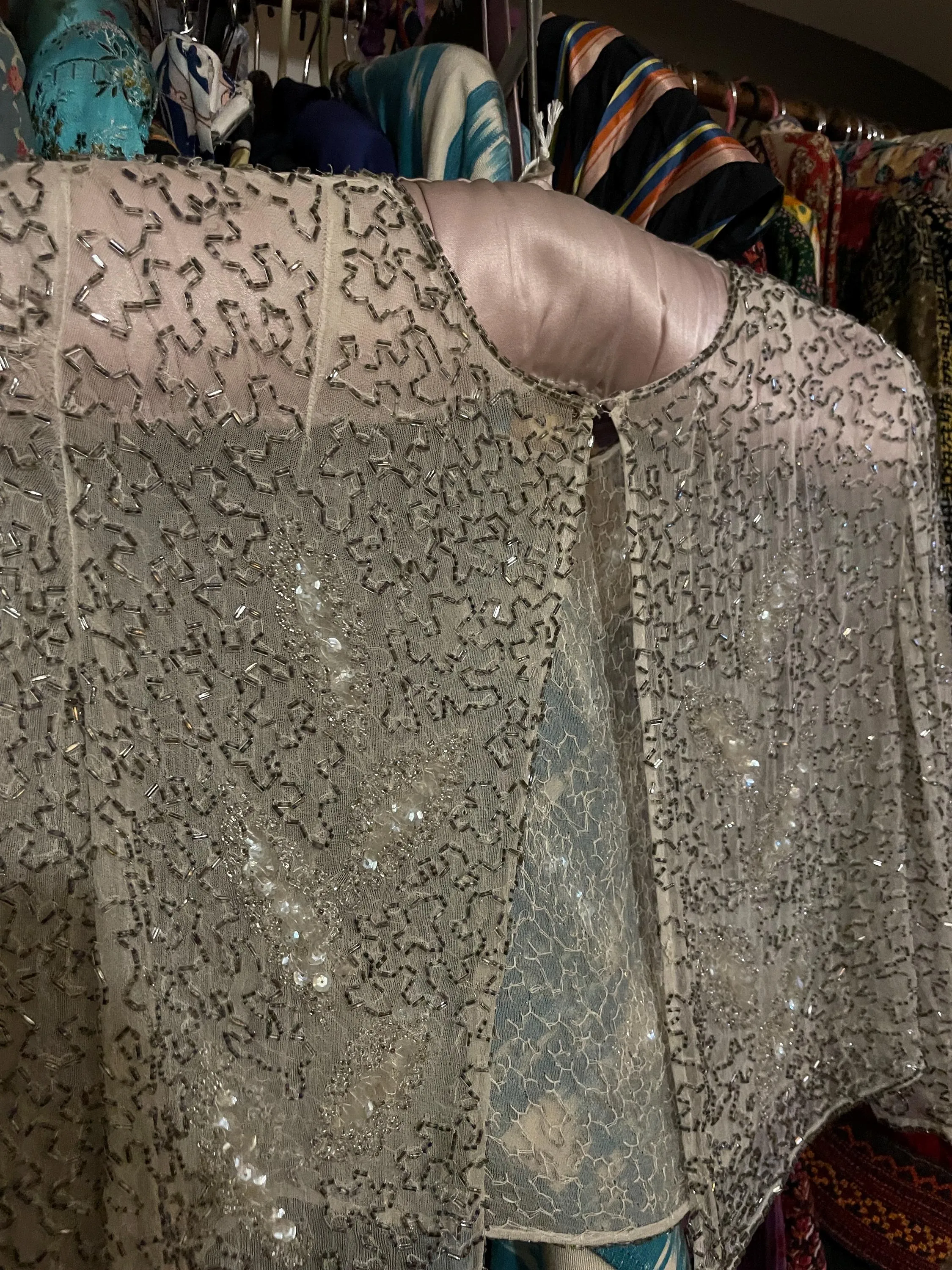 vintage sequin beaded silver bolero jacket 1930s
