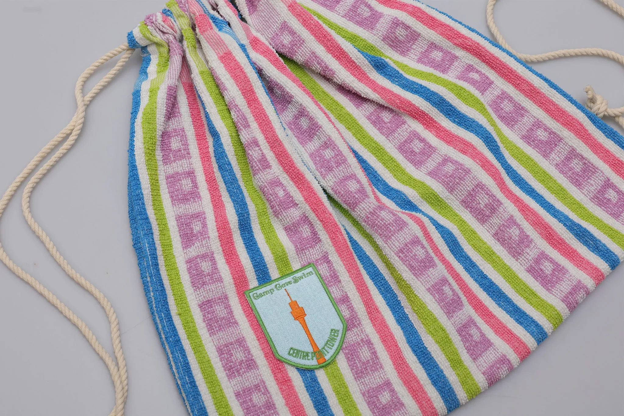 Vintage Towel Drawstring Back Pack - Multi Stripe