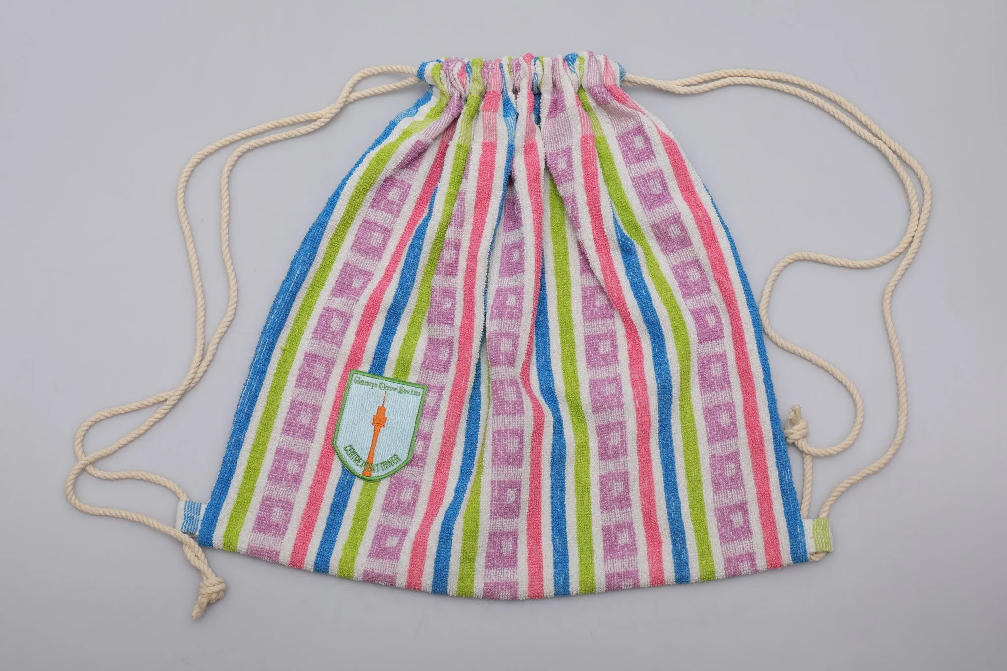 Vintage Towel Drawstring Back Pack - Multi Stripe