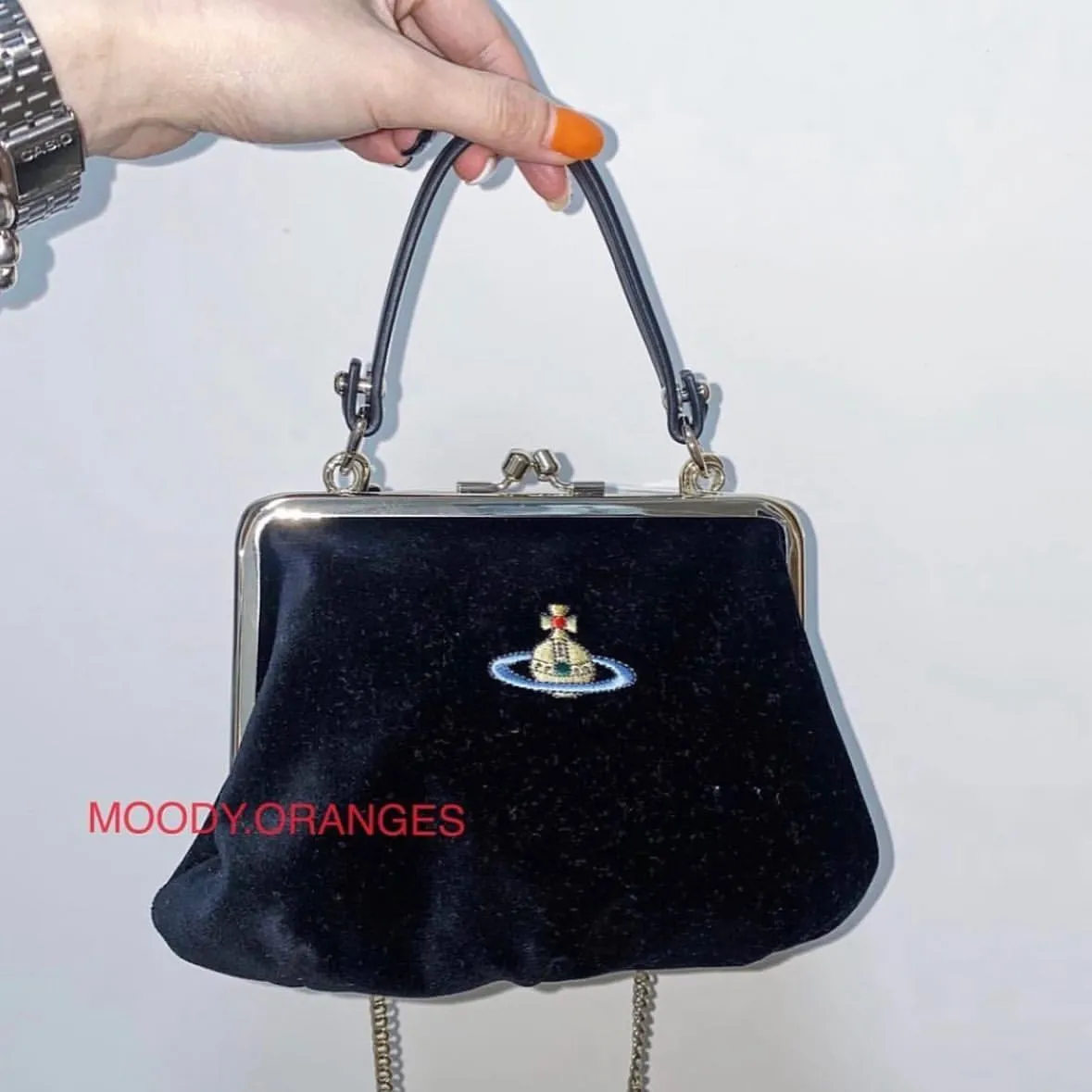 Vivienne Westwood Black Velvet Dumpling Bag