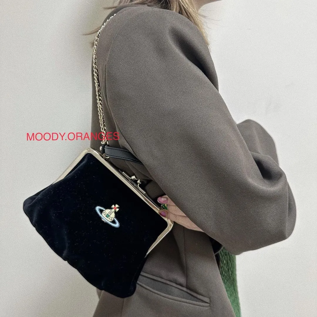 Vivienne Westwood Black Velvet Dumpling Bag