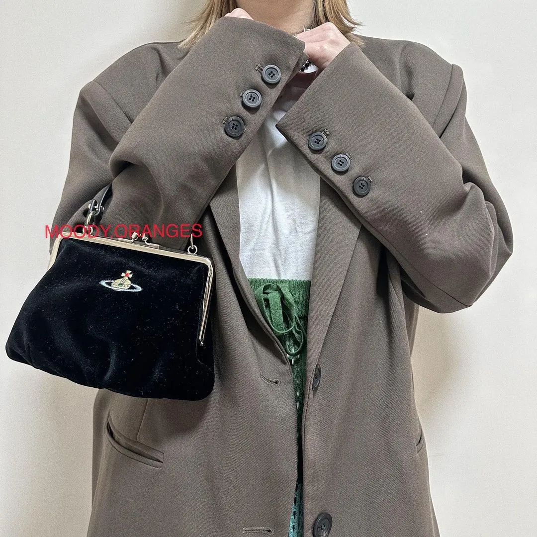 Vivienne Westwood Black Velvet Dumpling Bag