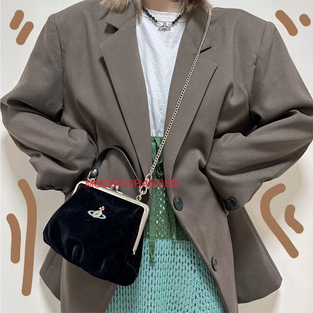 Vivienne Westwood Black Velvet Dumpling Bag