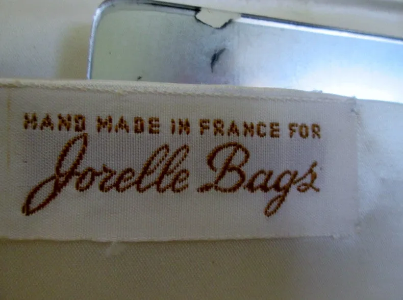 Vtg JORELLE BAGS FRANCE WHITE FLORAL BEAD CLASP HANDBAG Purse Clutch WOW!