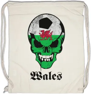 Wales Football Skull Flag Drawstring Bag Gym Sack