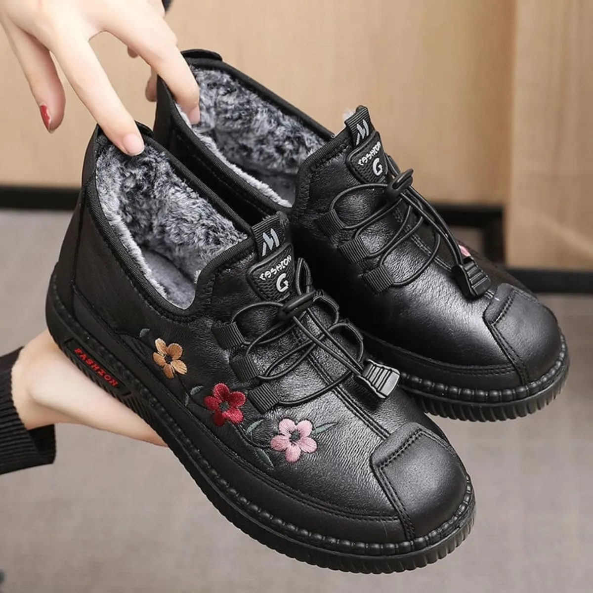 Warm Shoes for Women Elderly Females Soft Warm, Winter Slip On Shoes for Women, Winter Walking Shoes for Women