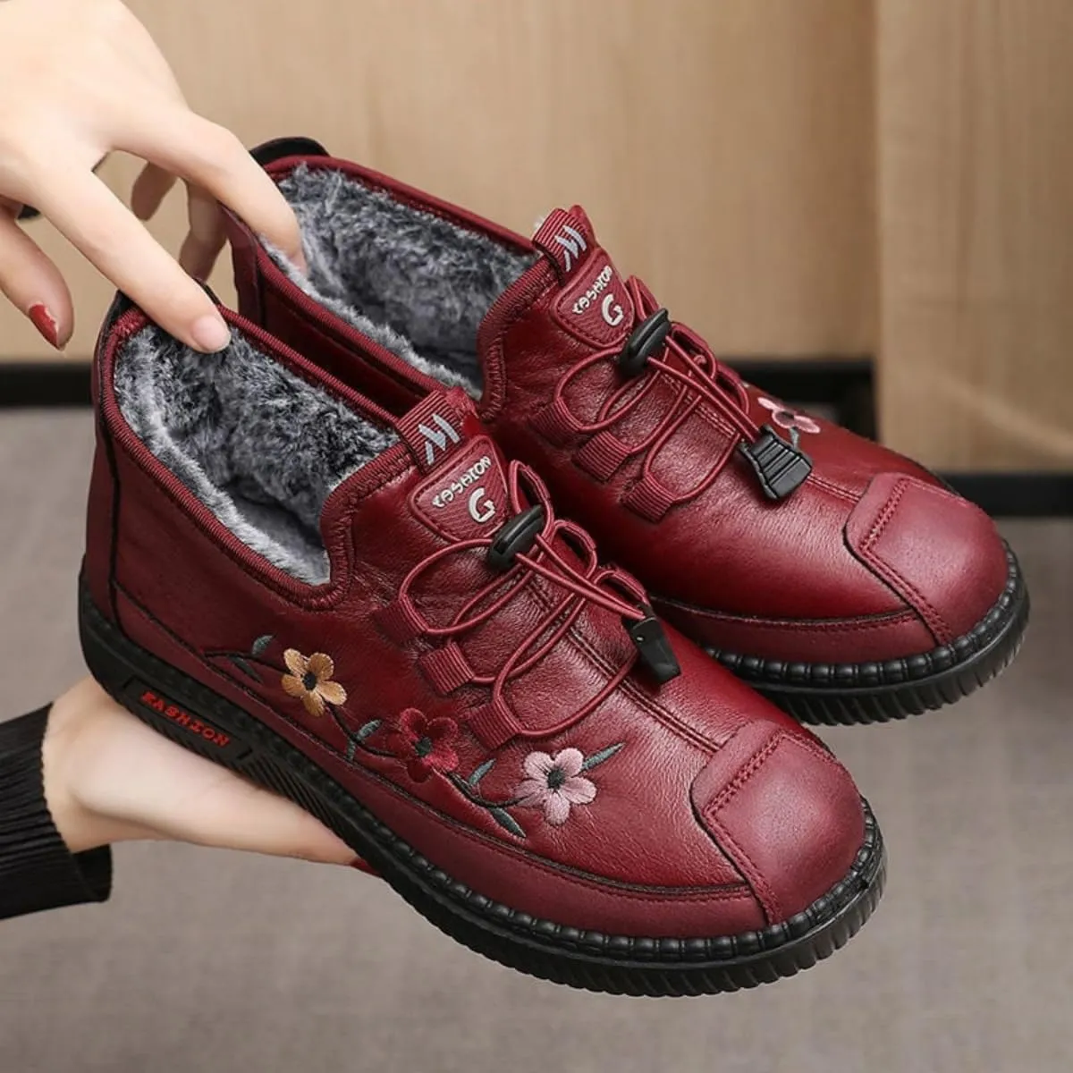 Warm Shoes for Women Elderly Females Soft Warm, Winter Slip On Shoes for Women, Winter Walking Shoes for Women