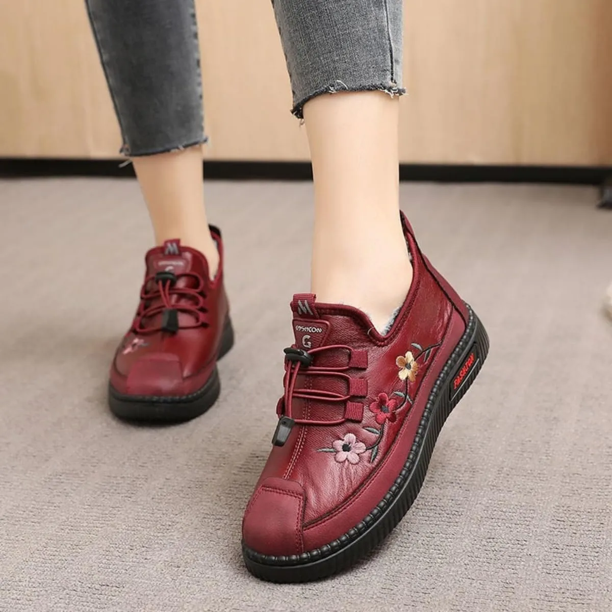Warm Shoes for Women Elderly Females Soft Warm, Winter Slip On Shoes for Women, Winter Walking Shoes for Women
