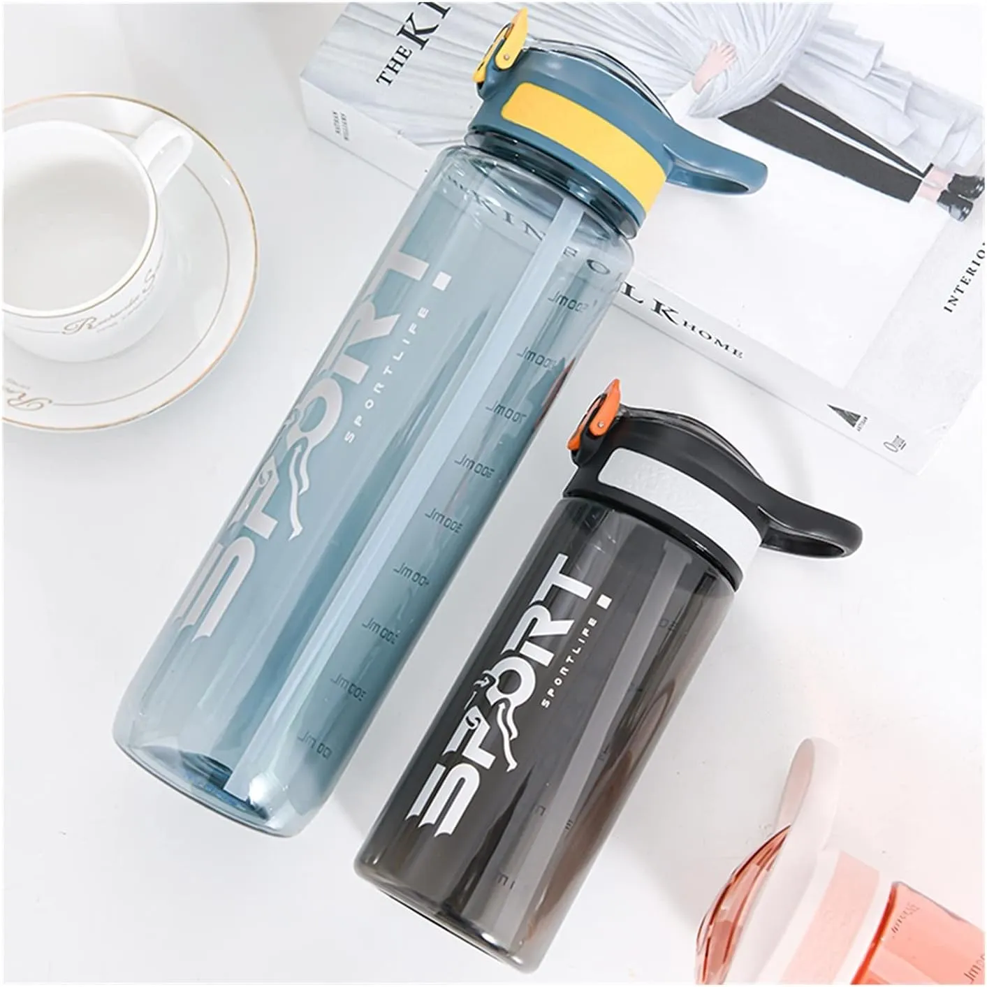 Water Bottle Sport Water Bottle Outdoor Cup With Straws Portable Juice Glass Lid Camping Water Drinking Cup Leak-Proof Cup water bottle