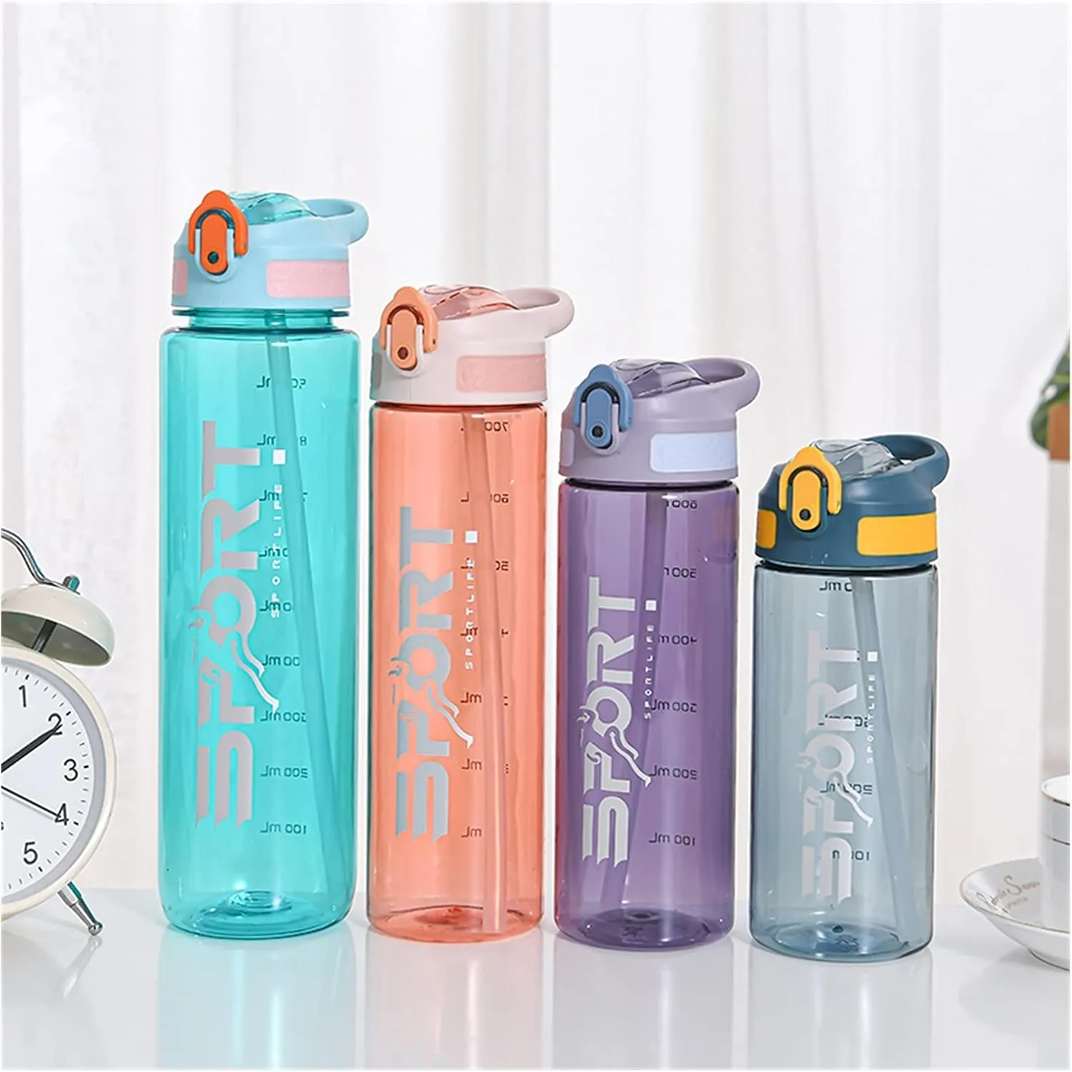 Water Bottle Sport Water Bottle Outdoor Cup With Straws Portable Juice Glass Lid Camping Water Drinking Cup Leak-Proof Cup water bottle