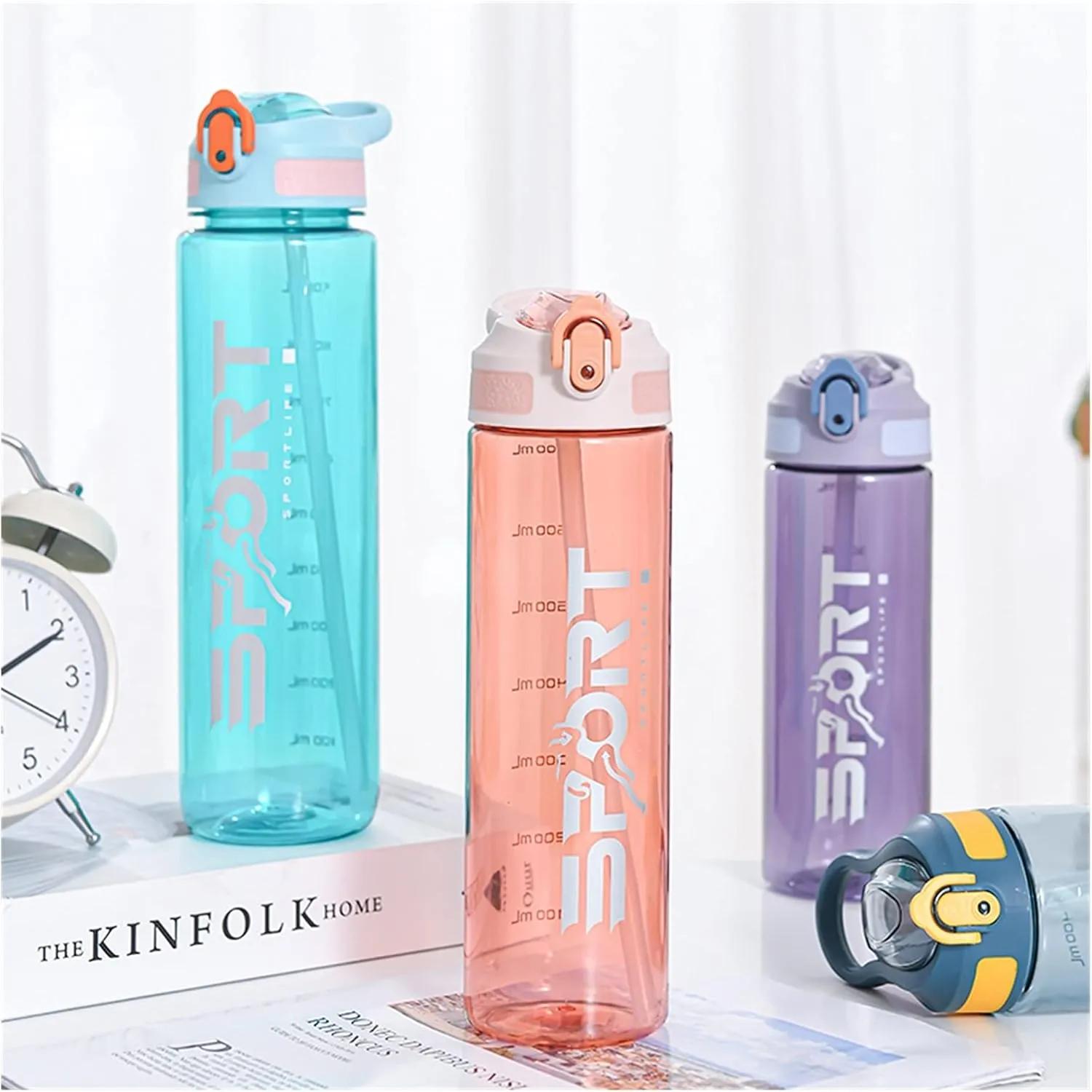 Water Bottle Sport Water Bottle Outdoor Cup With Straws Portable Juice Glass Lid Camping Water Drinking Cup Leak-Proof Cup water bottle