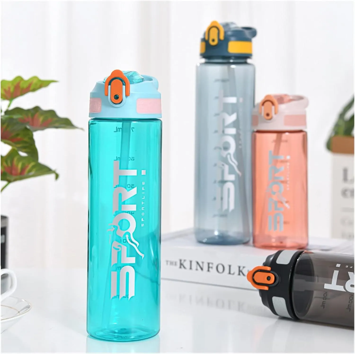 Water Bottle Sport Water Bottle Outdoor Cup With Straws Portable Juice Glass Lid Camping Water Drinking Cup Leak-Proof Cup water bottle